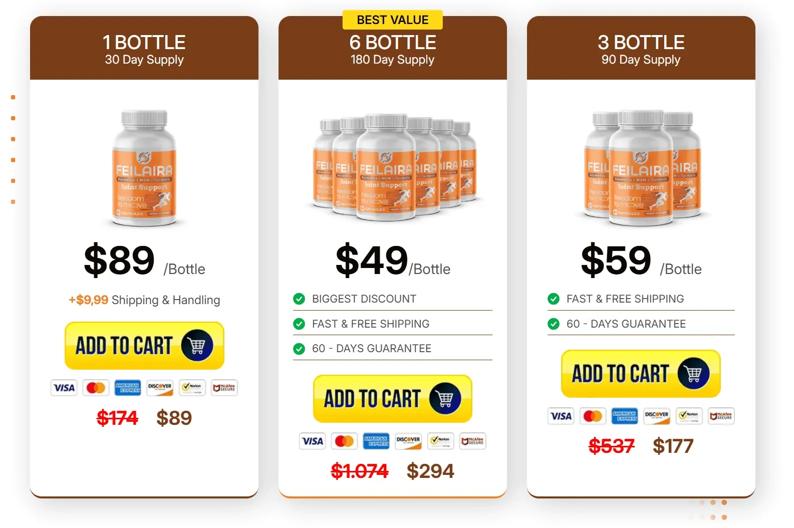 feilaira pricing list